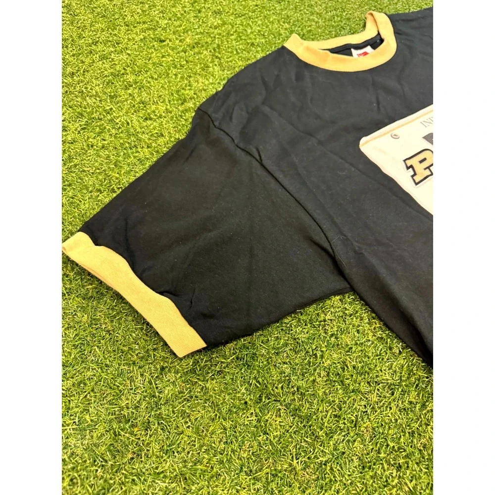 Nike Purdue Boilermakers Shirt Men's Large Black Yellow Solo Swoosh College-NCAA